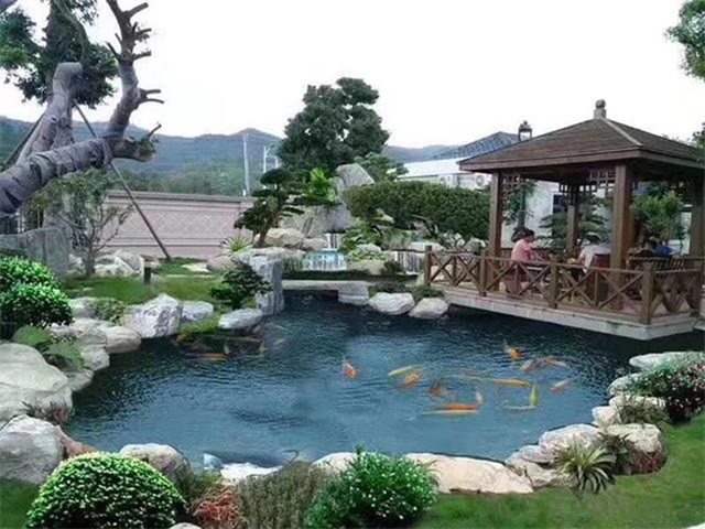 嘉兴庭院鱼池假山设计